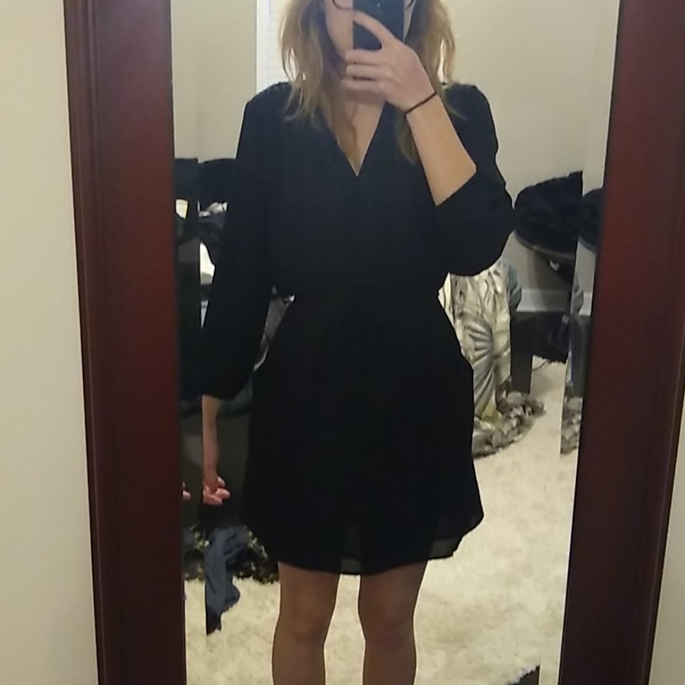 Black faux wrap dress